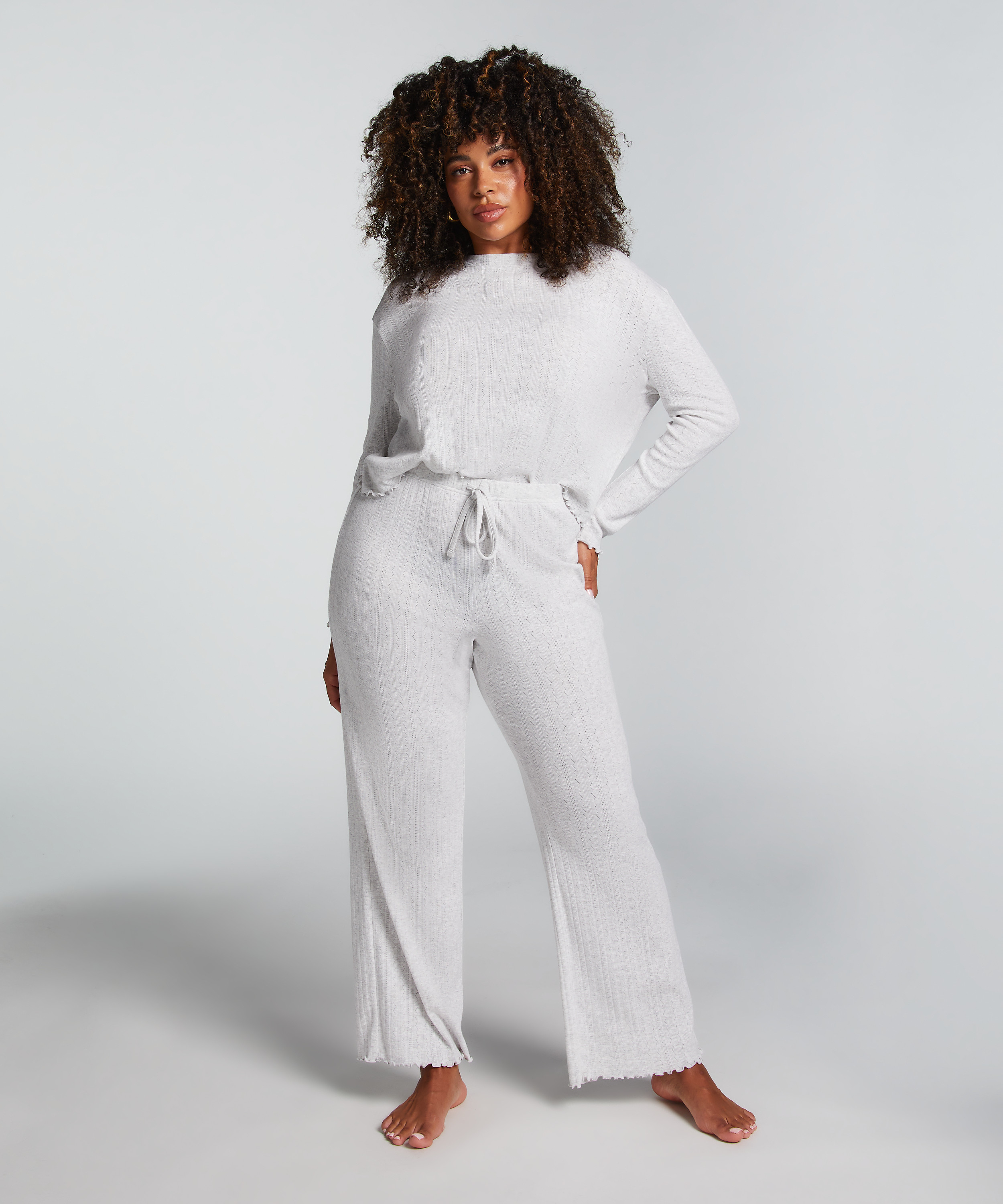 Pyjamasbukser Pointelle, Beige, main