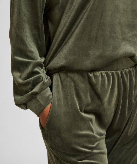 Pyjamasbukser i velour, Grøn