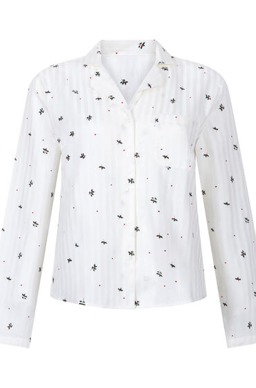 Hunkemöller Jacquard Pyjamatop Langærmet hvid