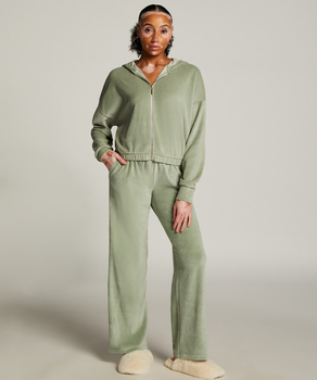 Pyjamasbukser i velour, grøn