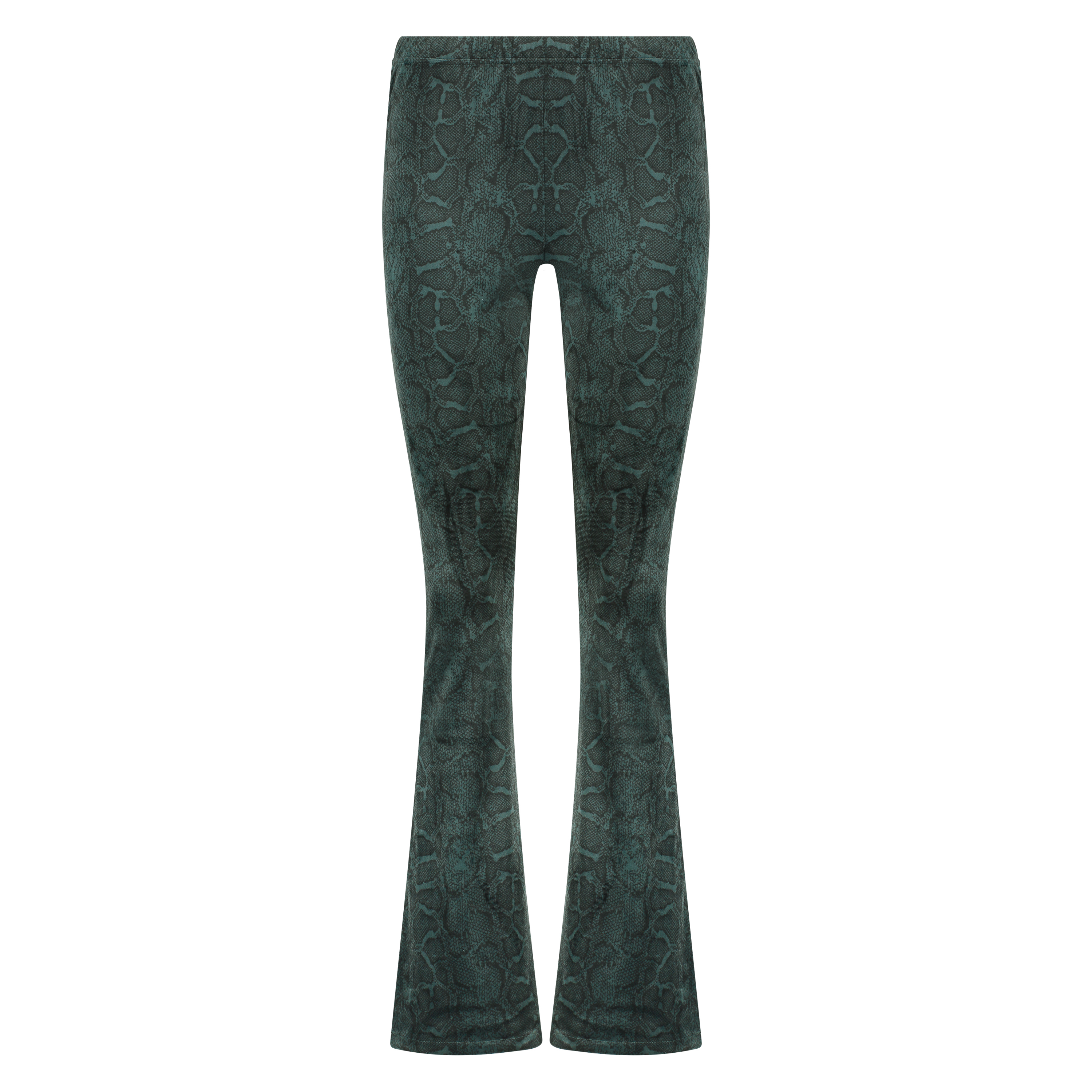 Flared Velours leggings, gr&oslash;n, main