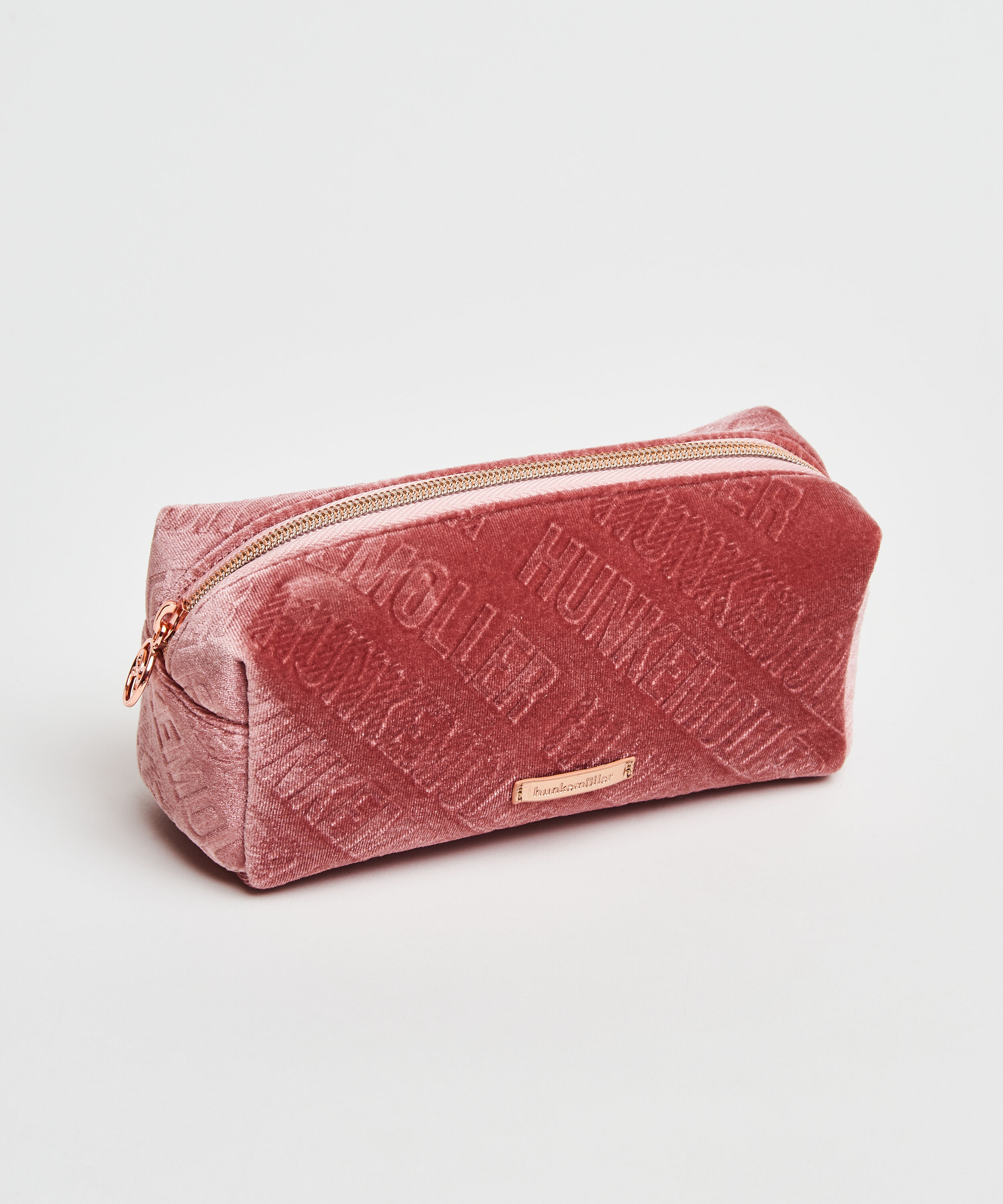 Velour makeuptaske, Lyserød