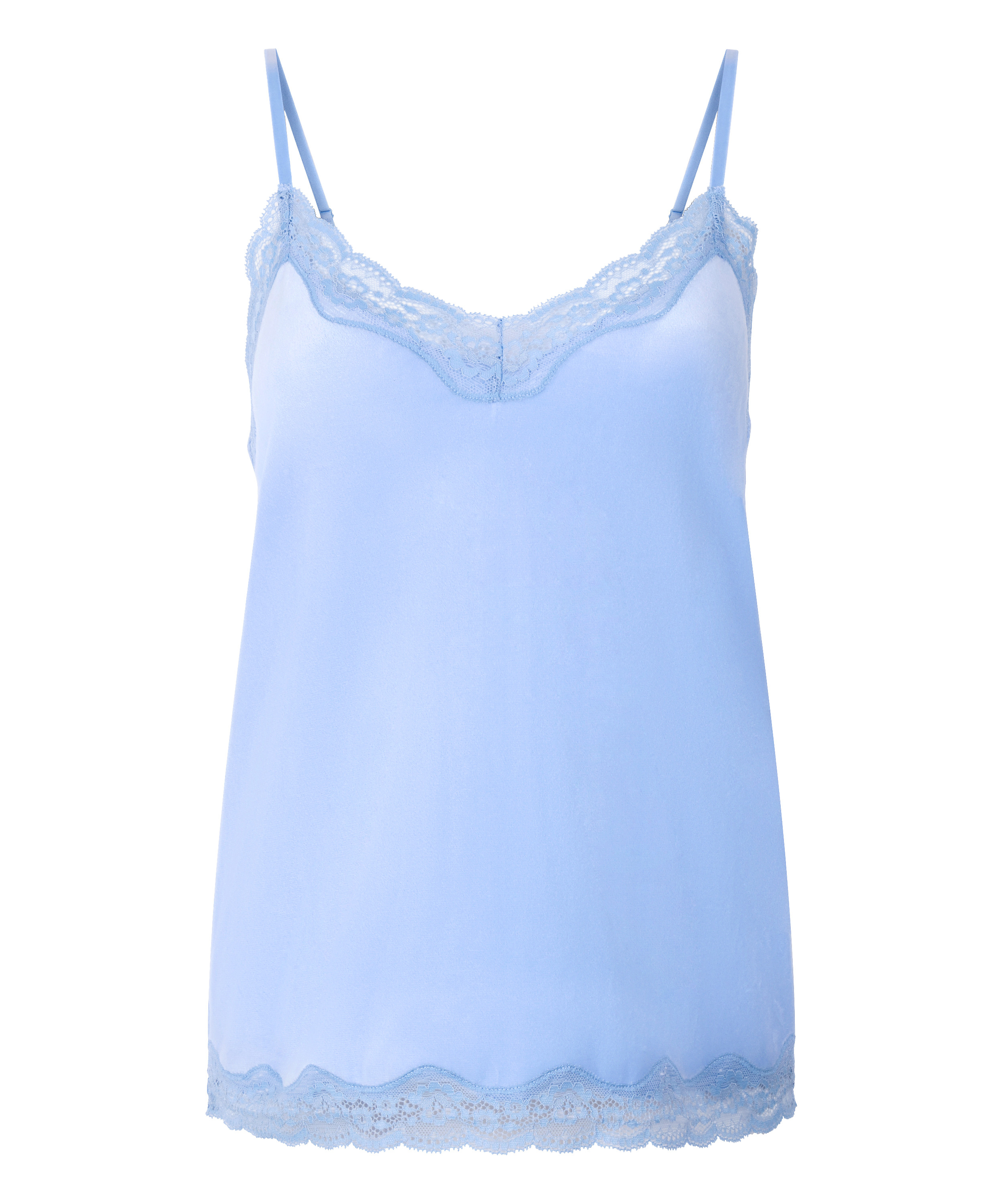 Cami top Velours Lace, Bl&aring;, main
