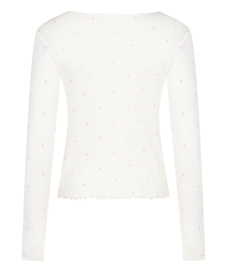 Pointelle pyjamastop, Hvid