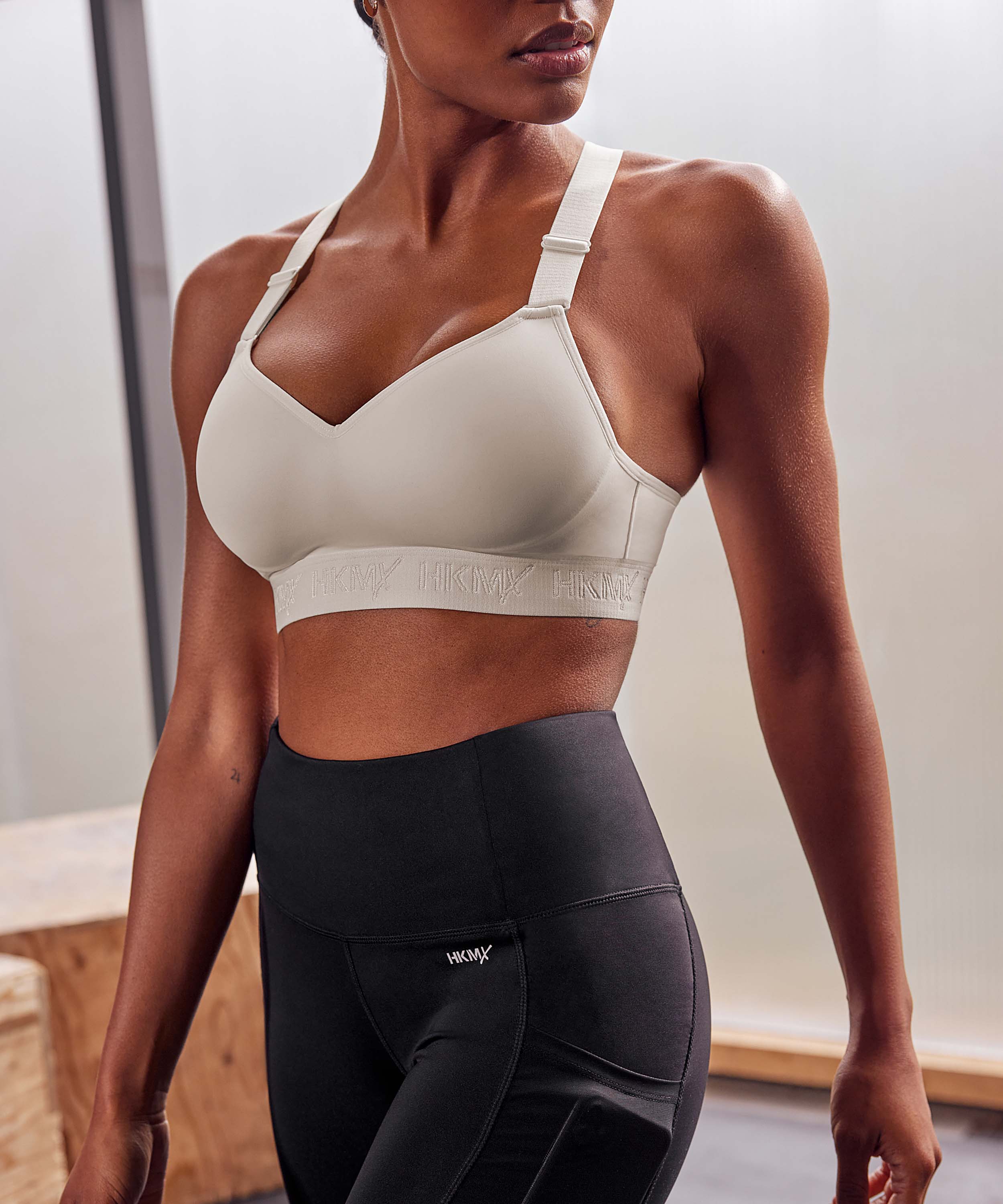 HKMX Sport leggings med h&oslash;j talje Ruched, sort, main