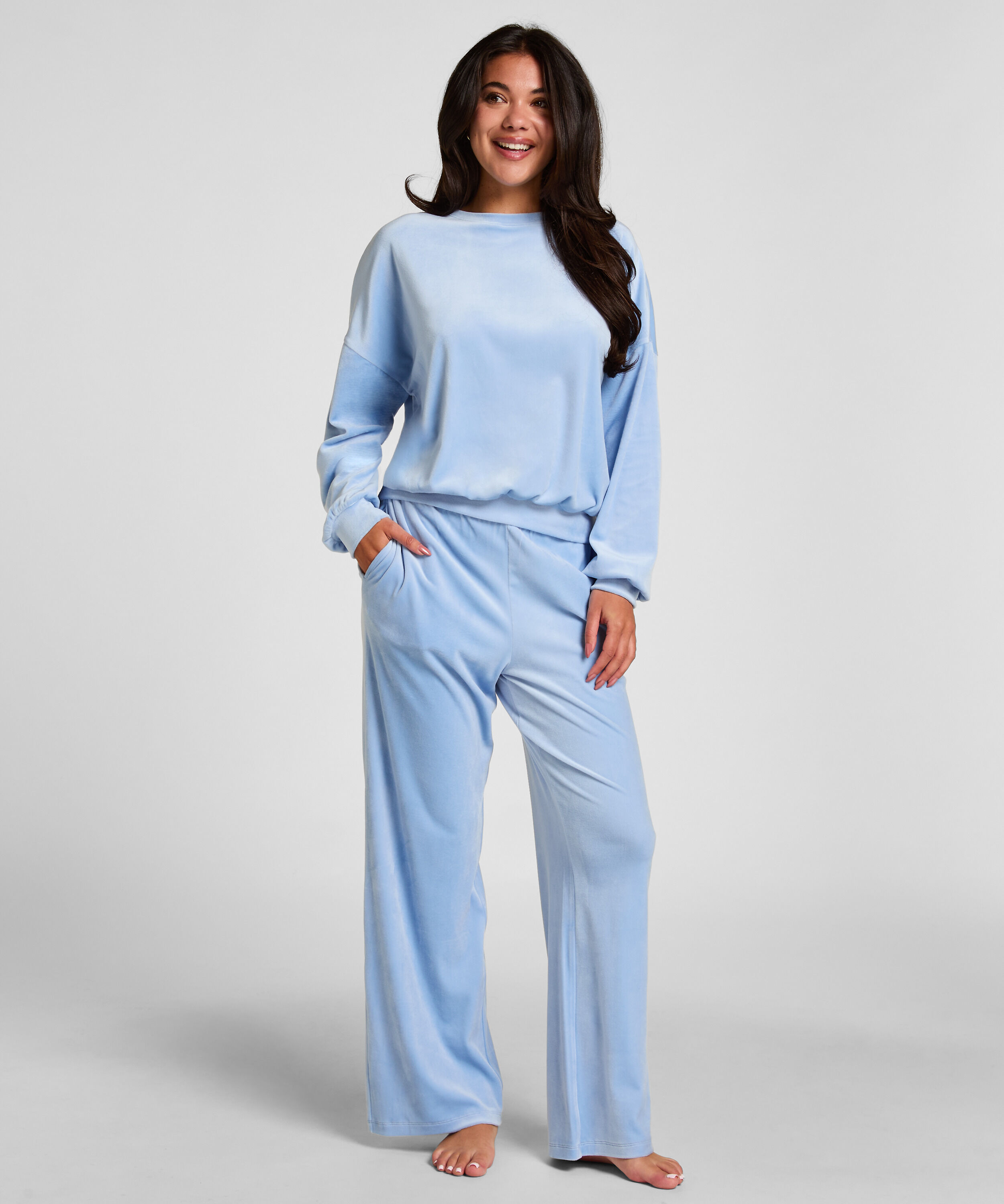 Pyjamasbukser i velour, Blå