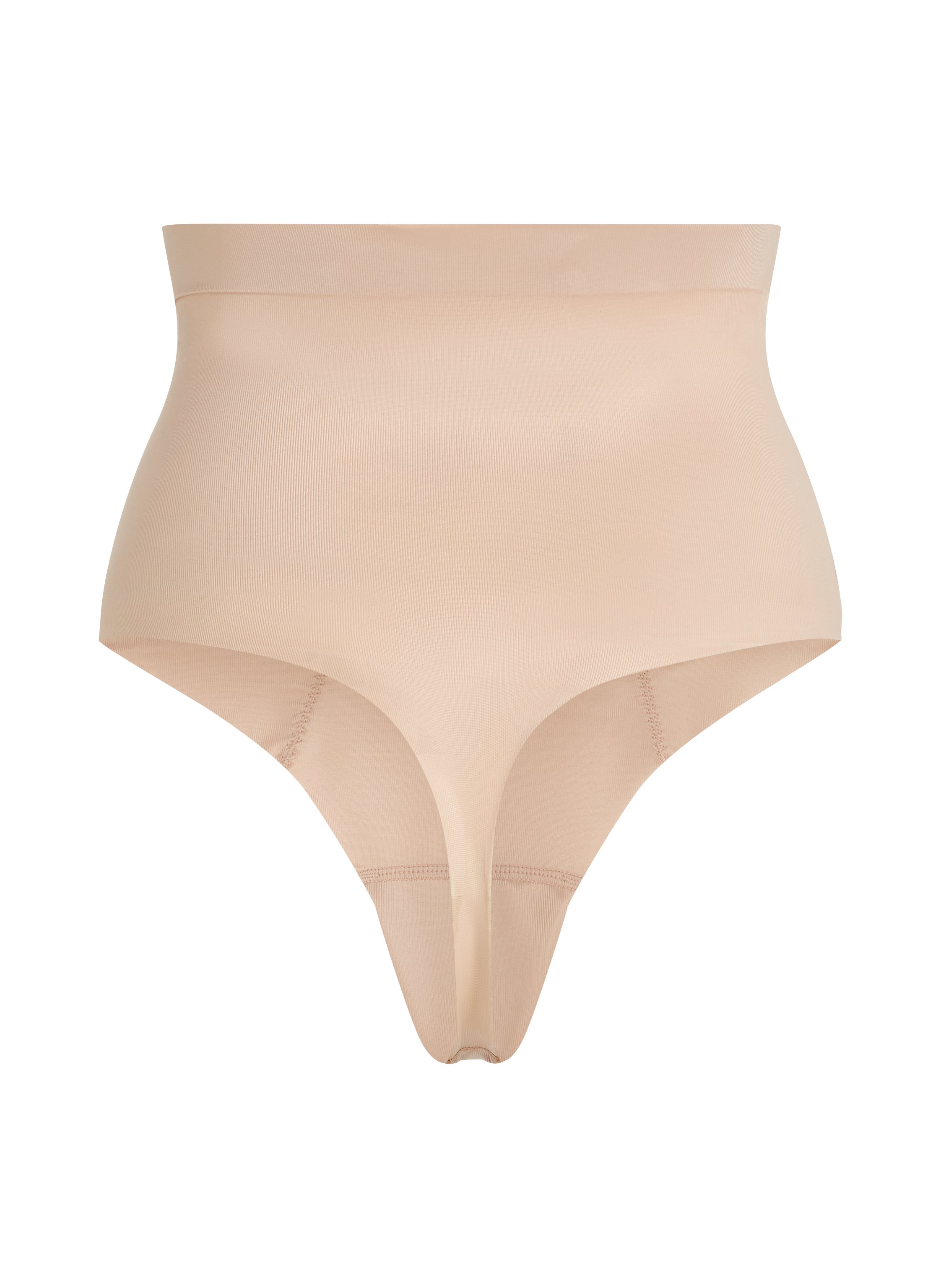 Opstrammende højtaljet g-streng i scuba-stof, Beige, main