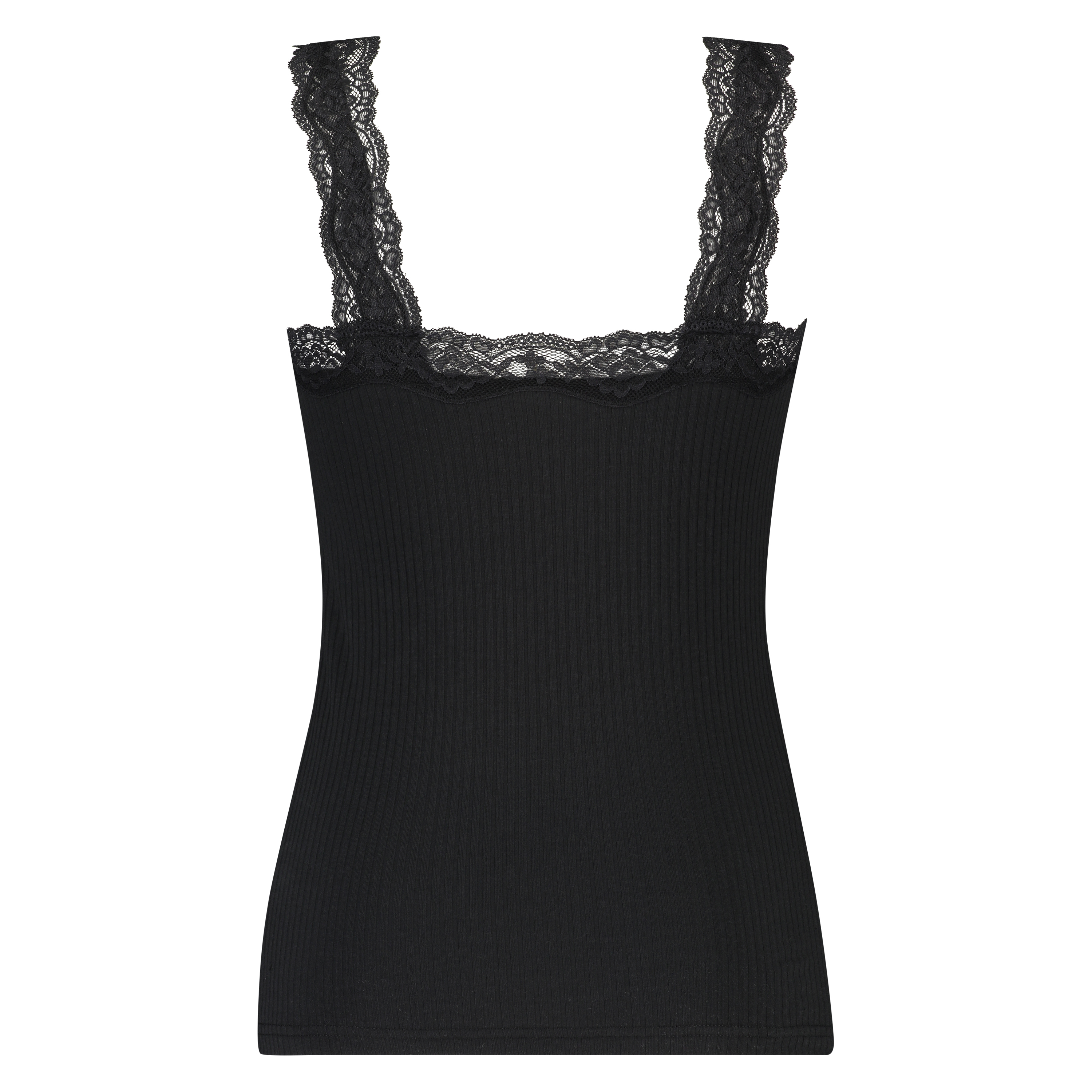 Top Rib Cami lace, Sort, main