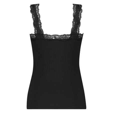 Top Rib Cami lace, Sort