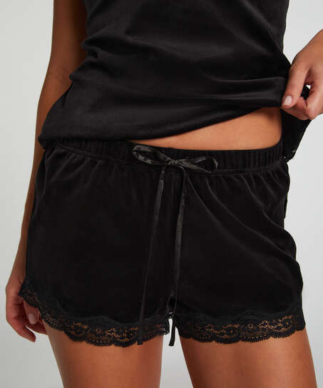 Shorts velour Lace, sort