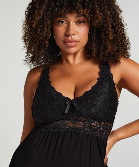 Natkjole Nora Lace, Sort