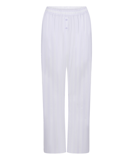 Bukser i v&aelig;vet, stribet bomuld, Lilla