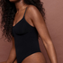 Sømløs Forstærkende High Leg Body, Sort