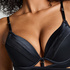 Formstøbt longline push-up-bøjle-bh Colette, Sort