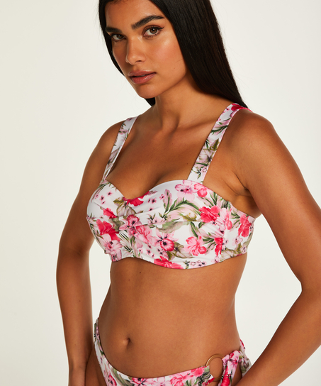 Formst&oslash;bt bandeau-bikinitop Tropical, Hvid