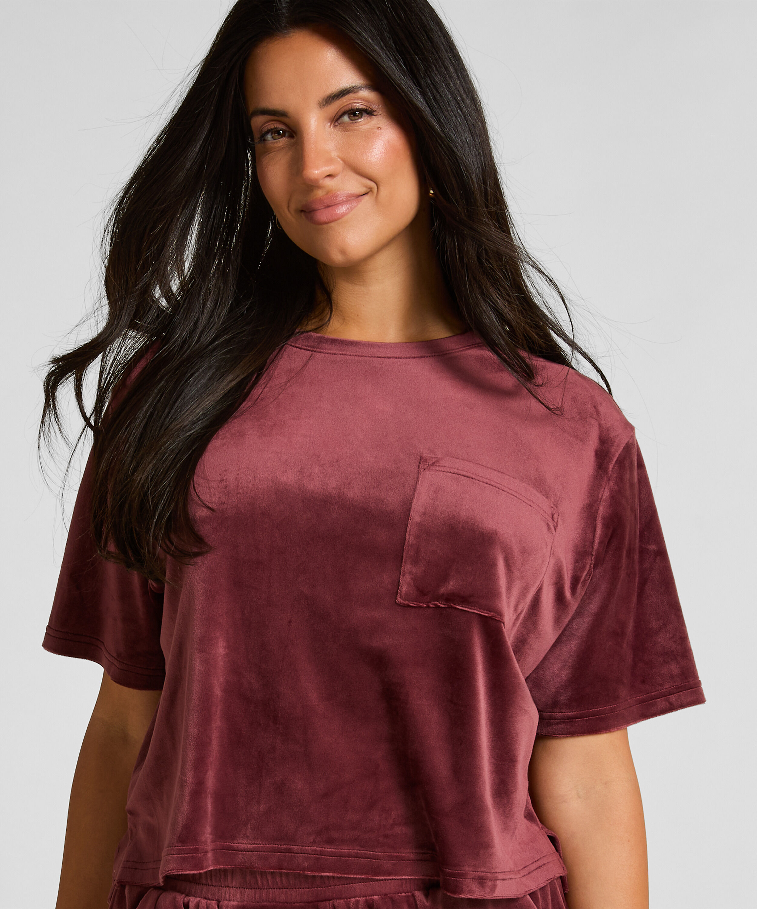 Top fløjl Pocket, Rød