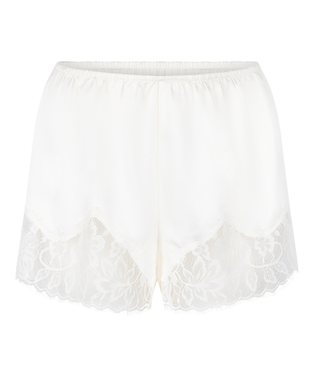 Valerie Satin Pyjamas Shorts, Hvid