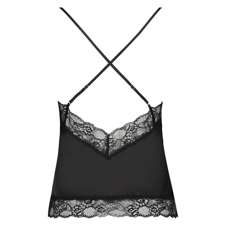 Camitop Satin Lace, Sort