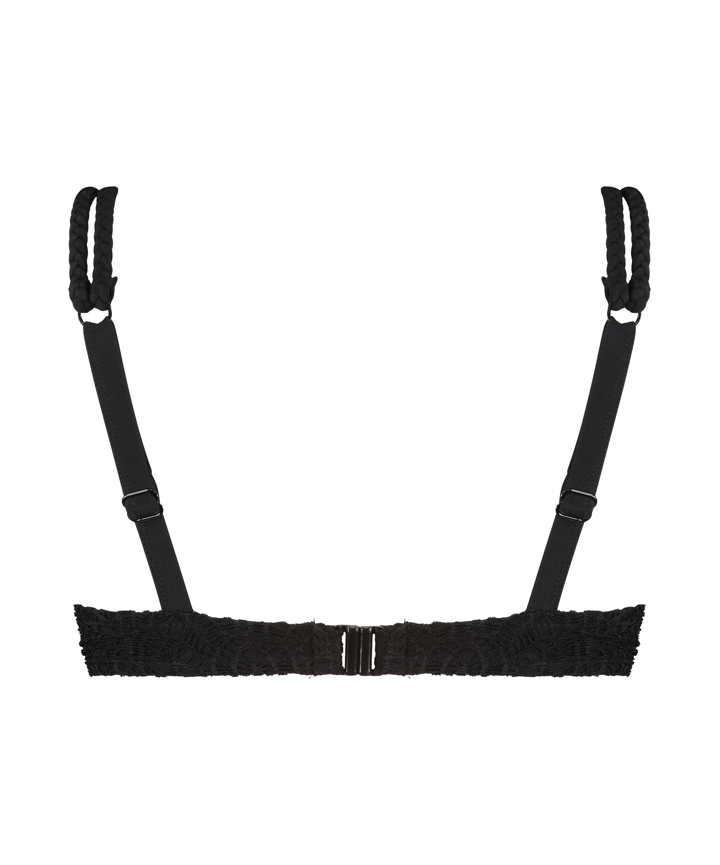 Formstøbt push-up-bikinitop med bøjle Crochet Størrelse A - E, sort, main