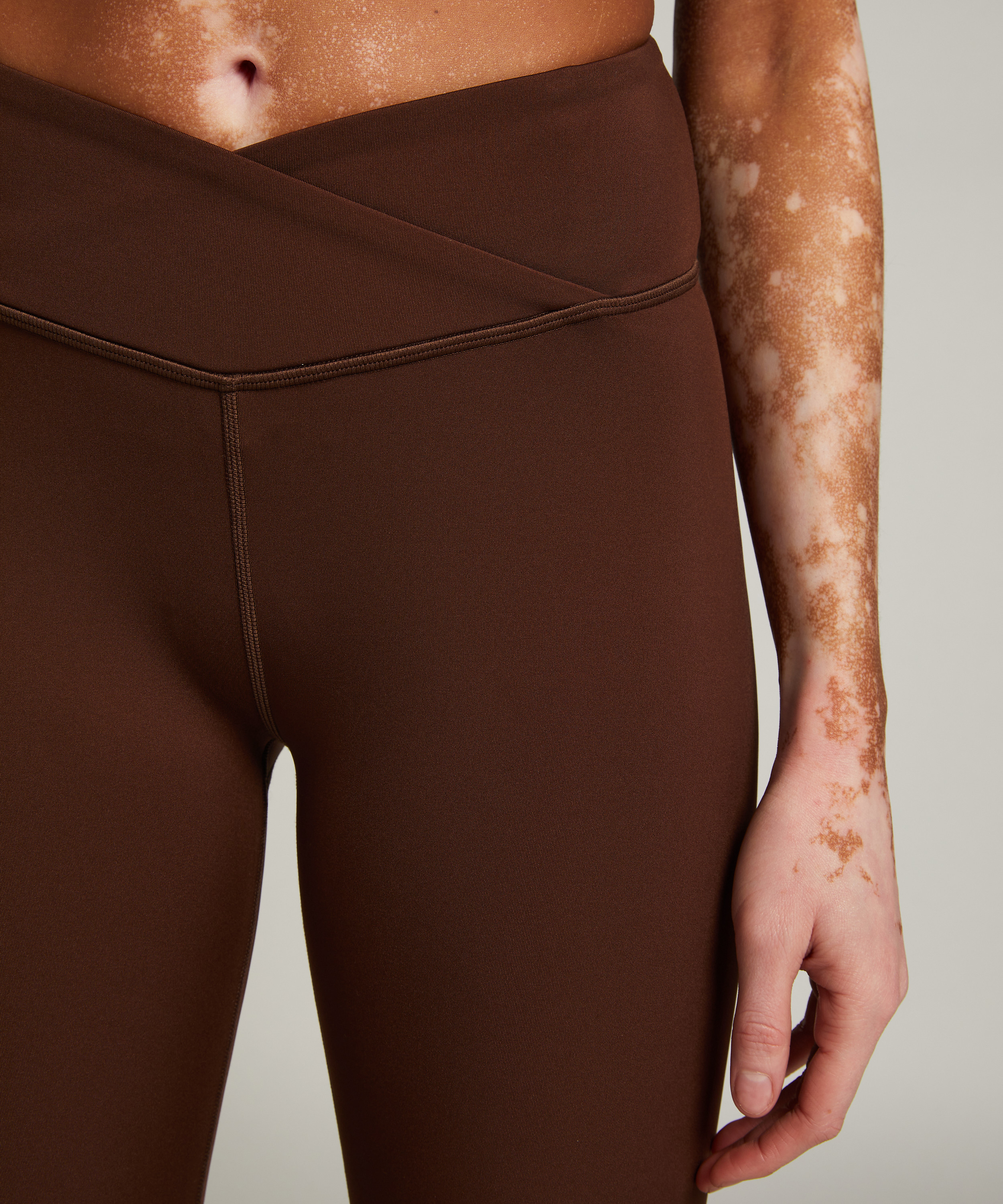 HKMX Leggings med krydseffekt og høj talje, Brown, main