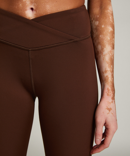 HKMX Leggings med krydseffekt og høj talje, Brown