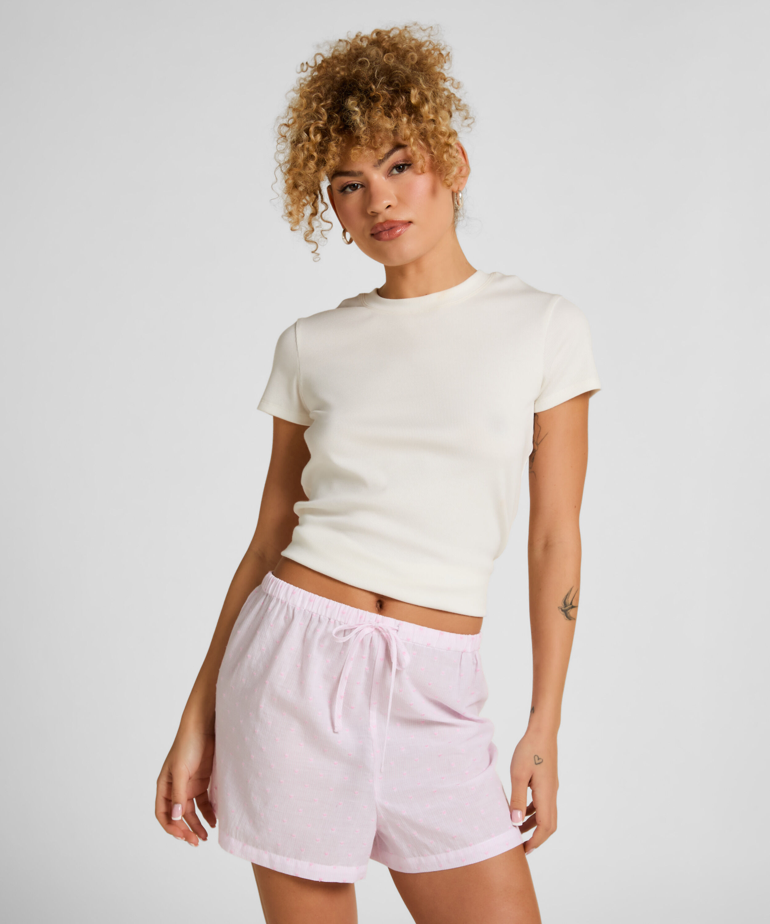 Heart Pyjamas Shorts, Lyserød Heart Pyjamas Shorts, Lyserød