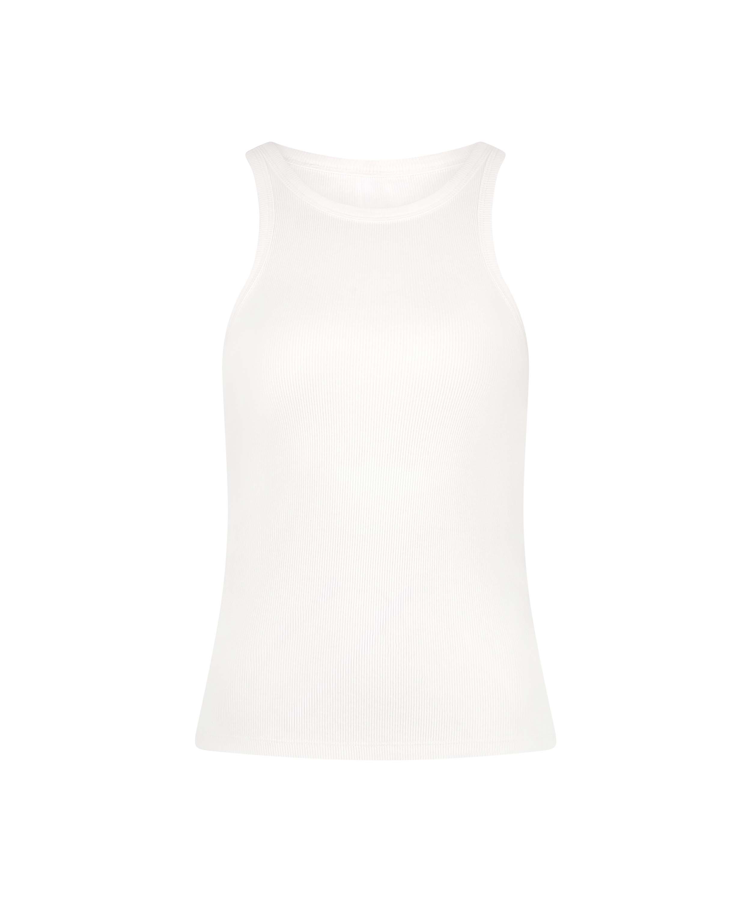 Singlet tanktop i blød bomuld, Hvid, main