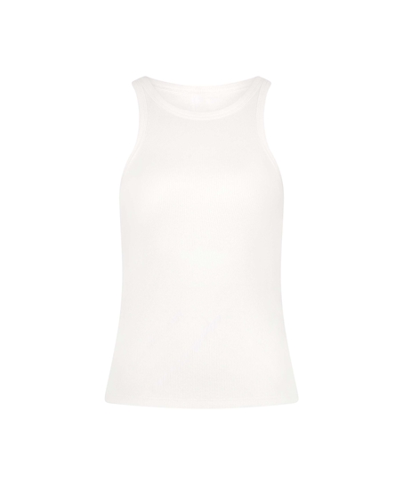 Singlet tanktop i blød bomuld, Hvid