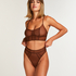 Bralette longline Sexy Mesh, Brun