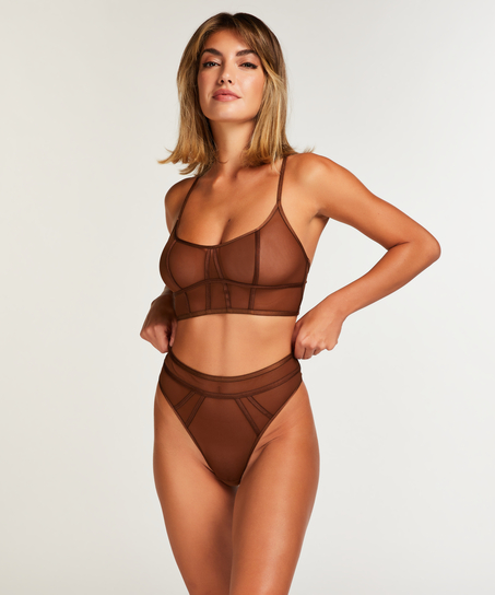 Bralette longline Sexy Mesh, Brun