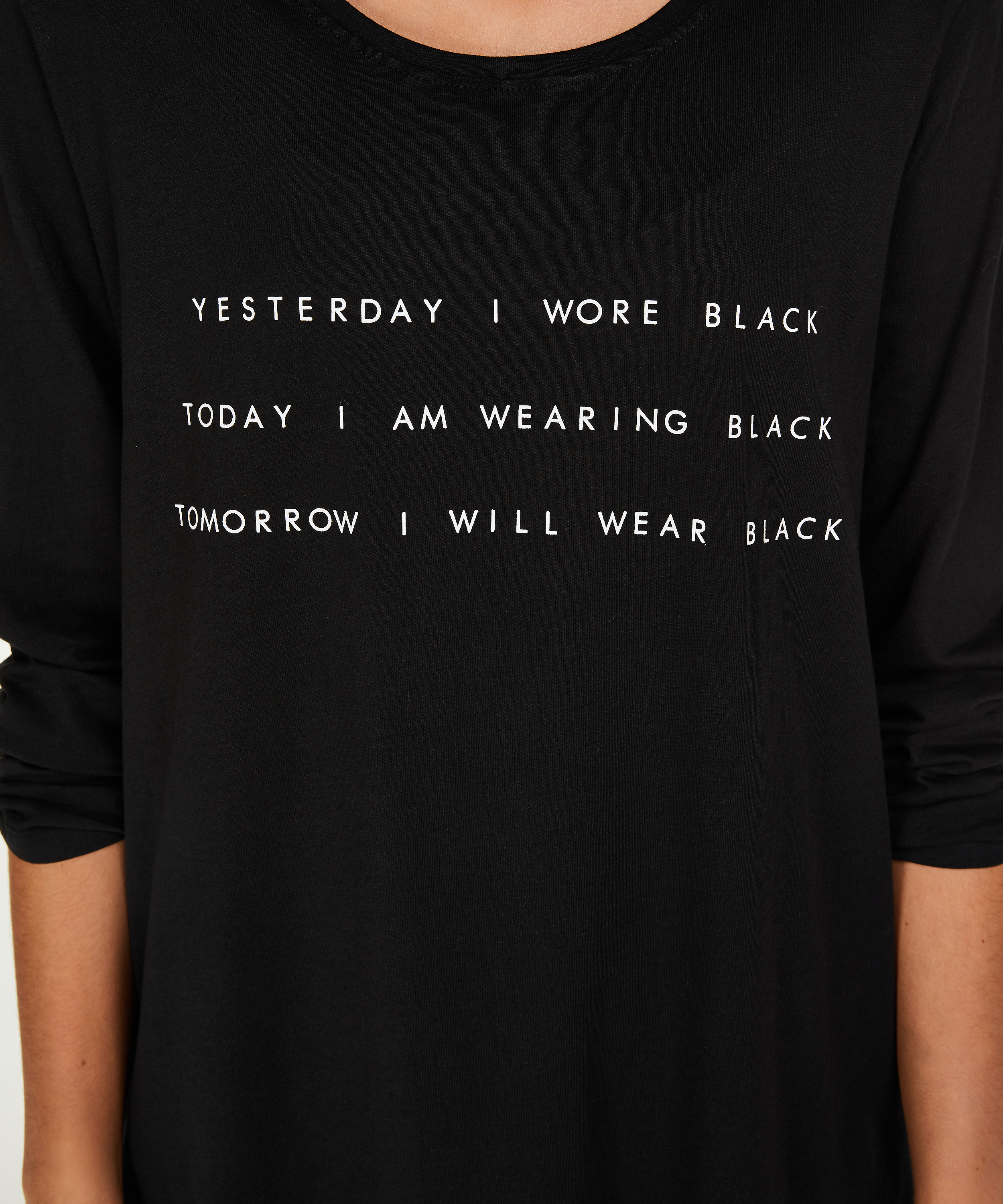 Natkjole med rund hals, Sort, main