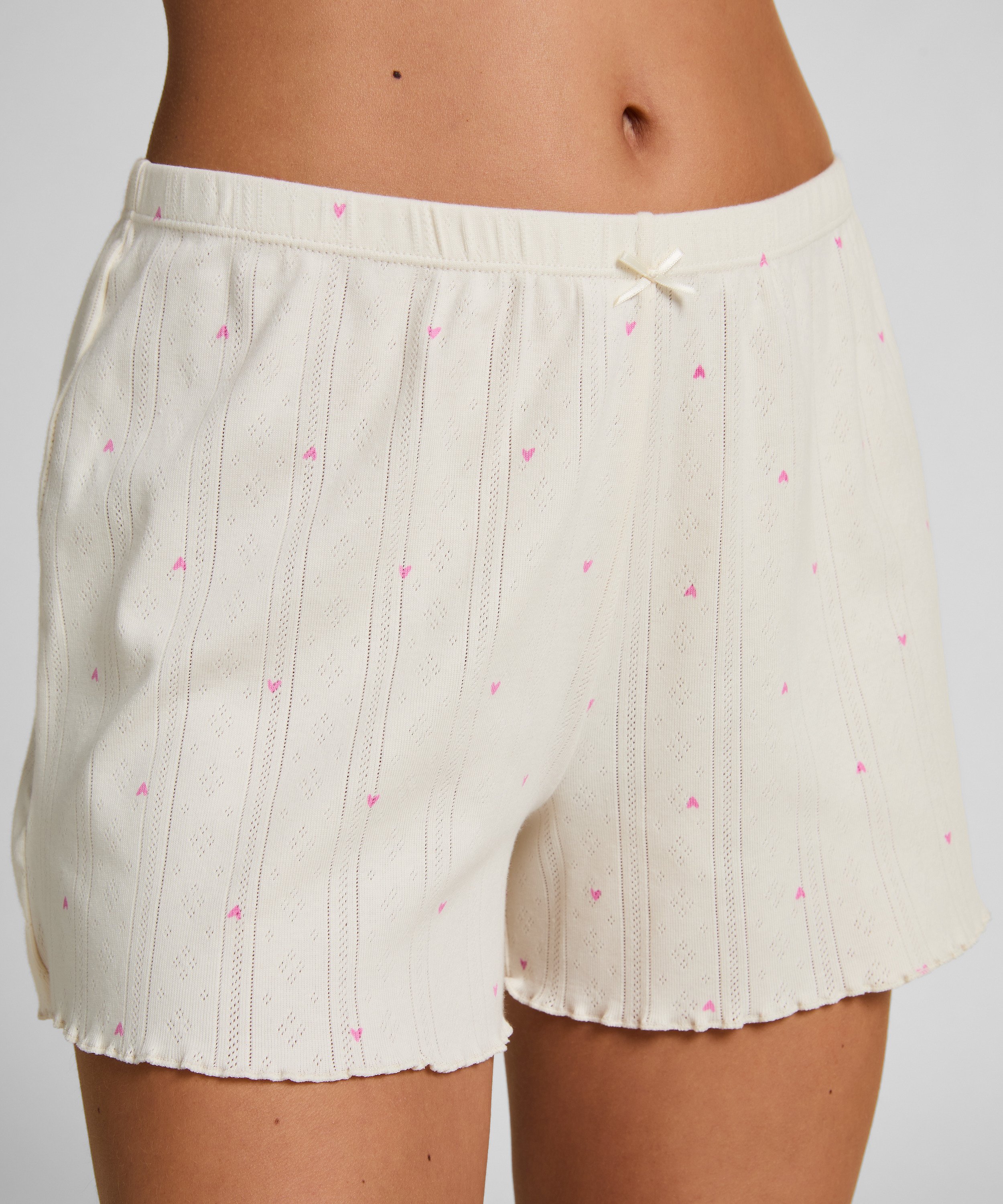 Pointelle shorts, Hvid, main