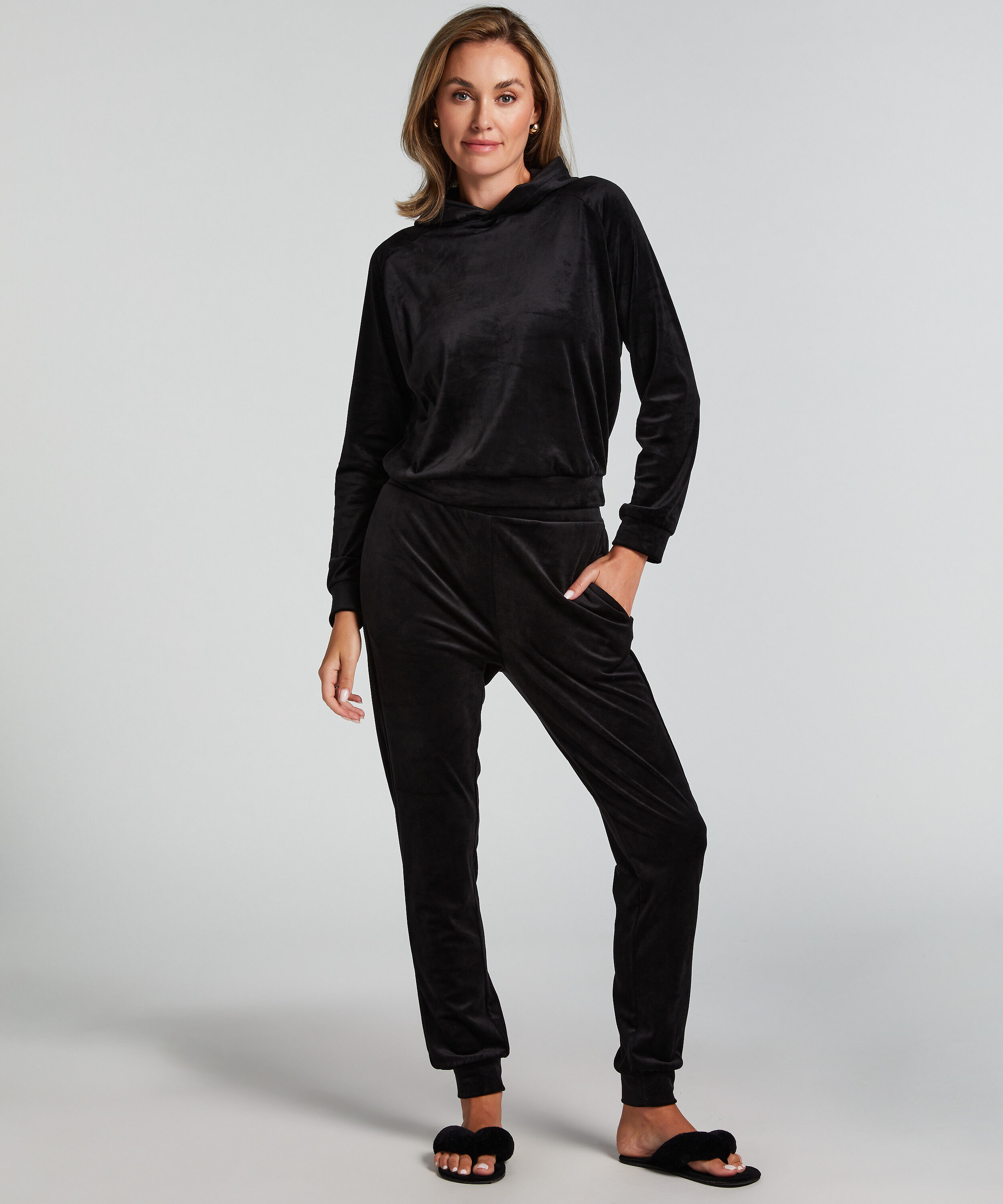 Joggingbukser Velours, Sort