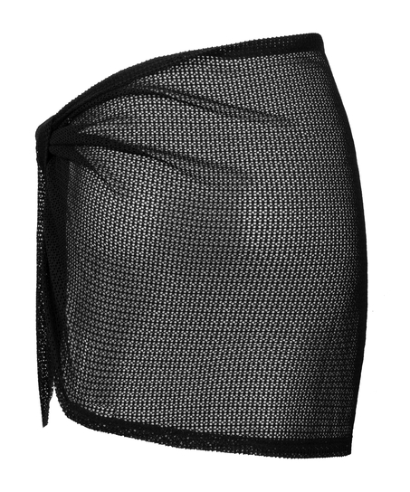 Strikket strandpareo, sort