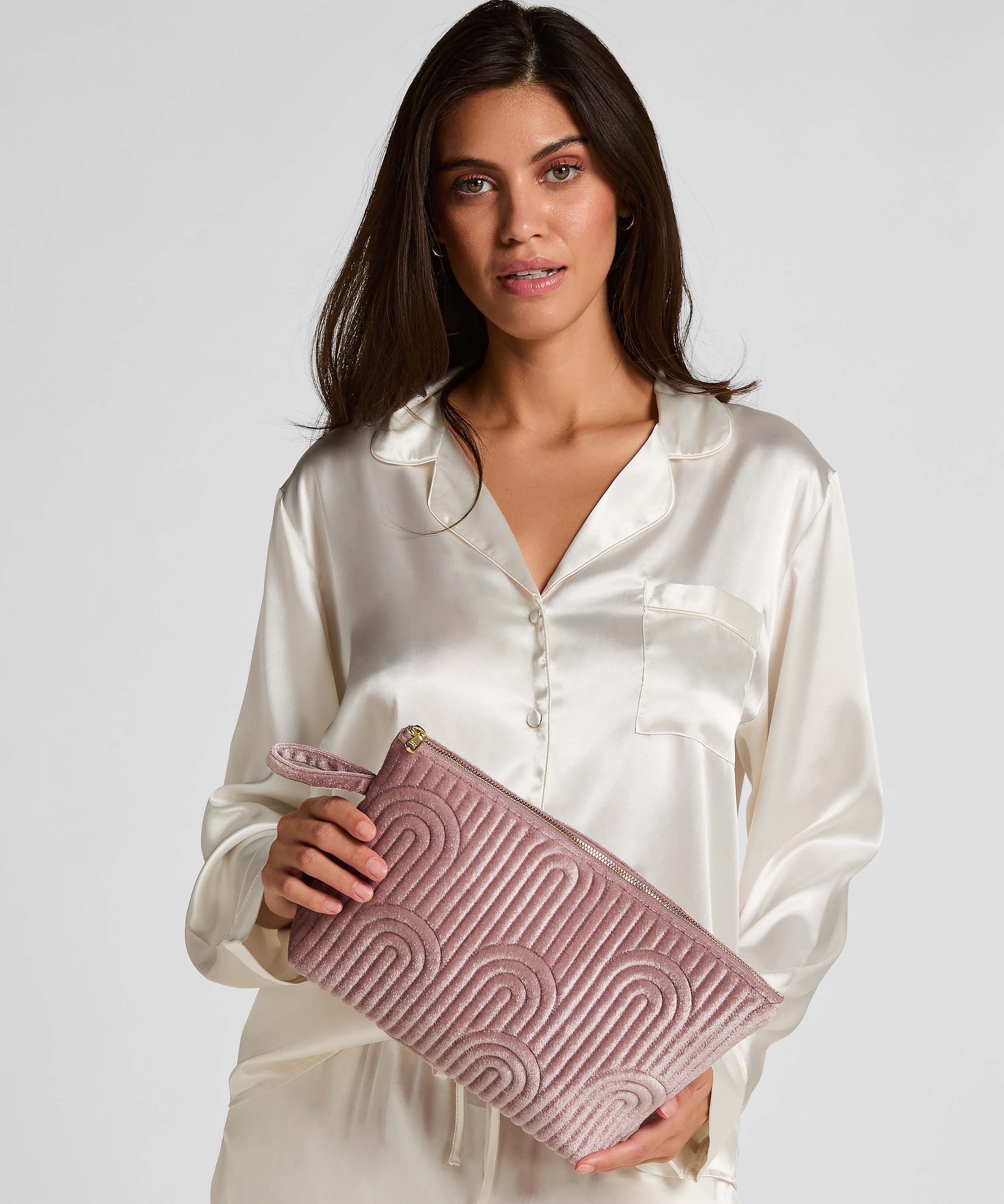 Lille makeuptaske i velour, Lilla, main