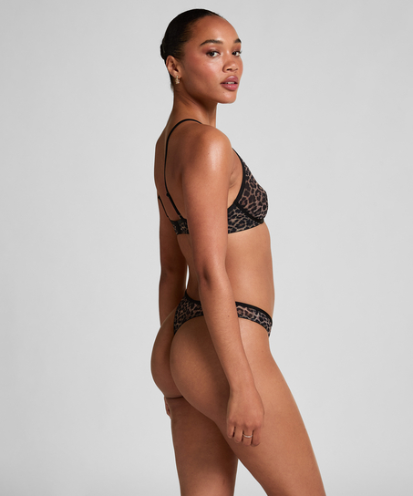 H&oslash;jtaljet stringtrusse Leopard Tara, Sort