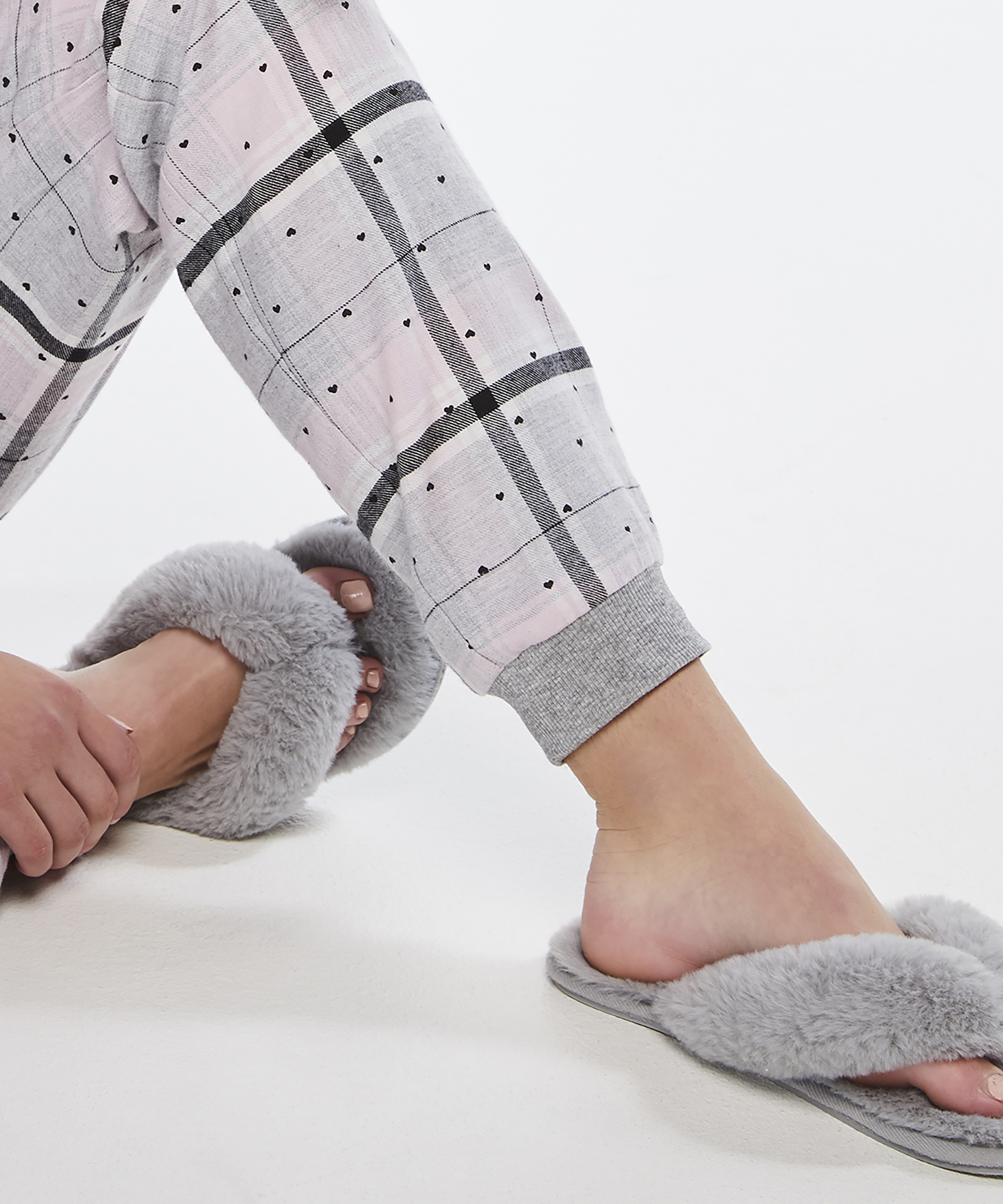 Fake Fur hjemmesko, Grå, main