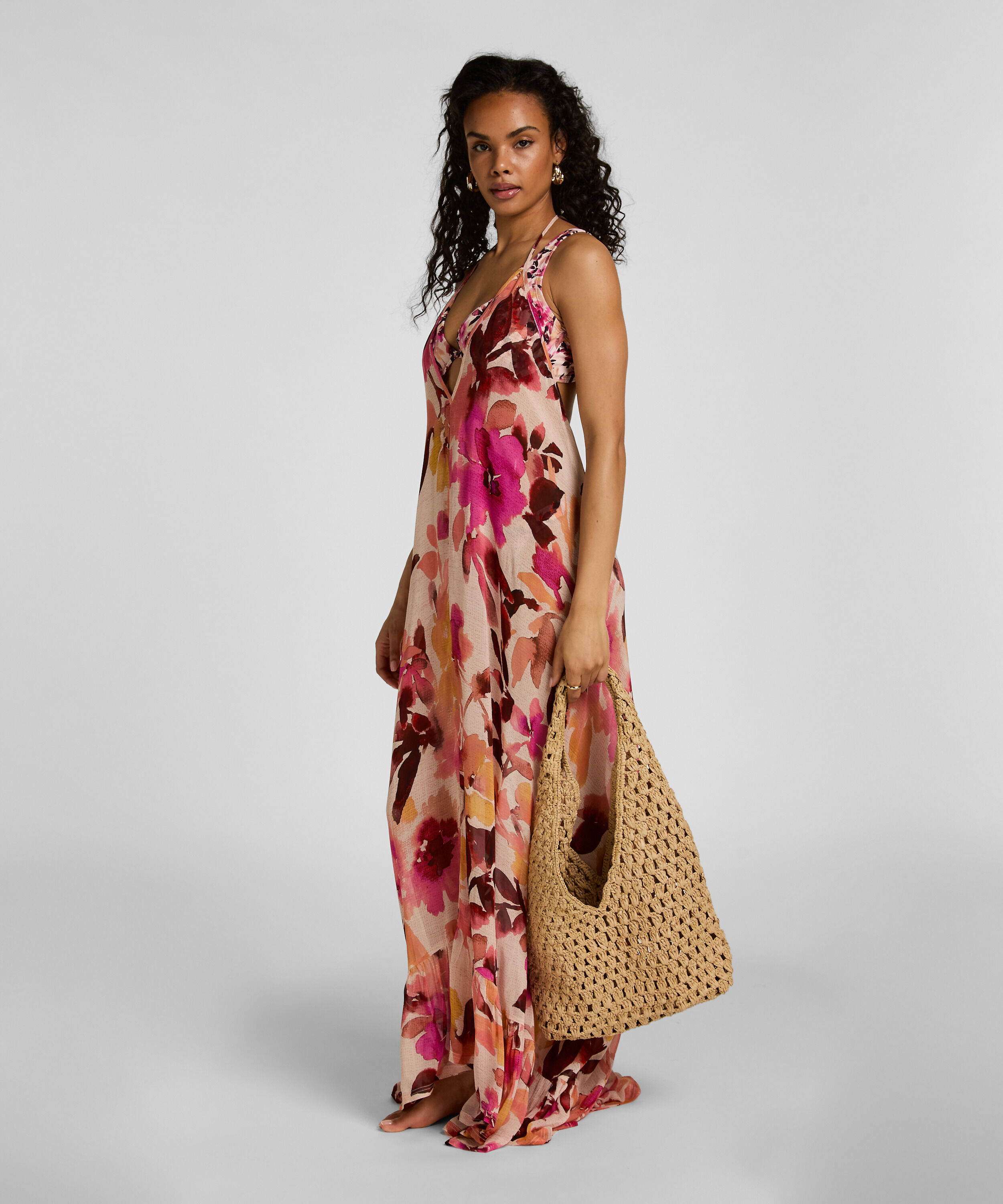 Strandtaske Raffia, Beige