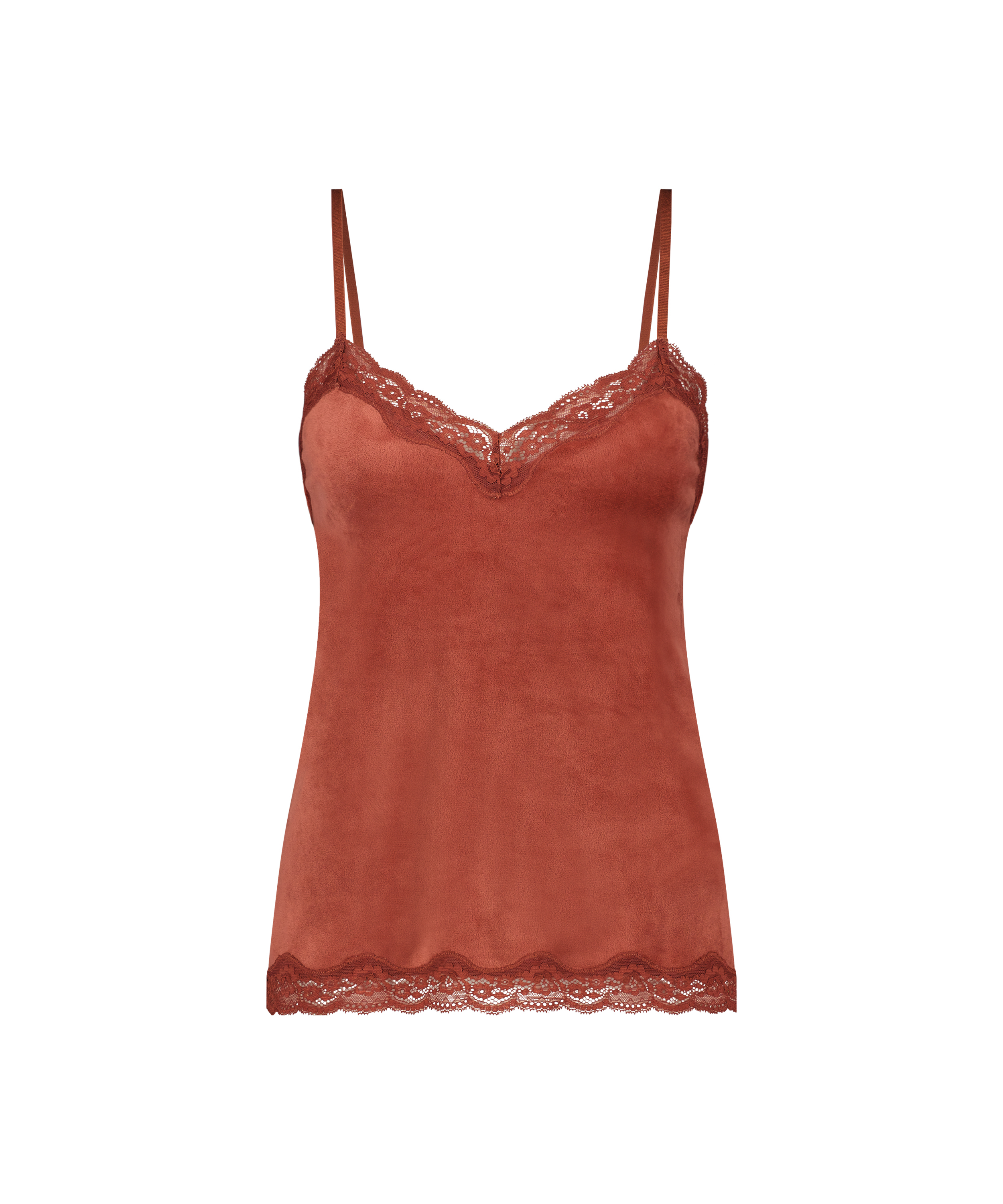 Cami top Velours Lace, Brun, main