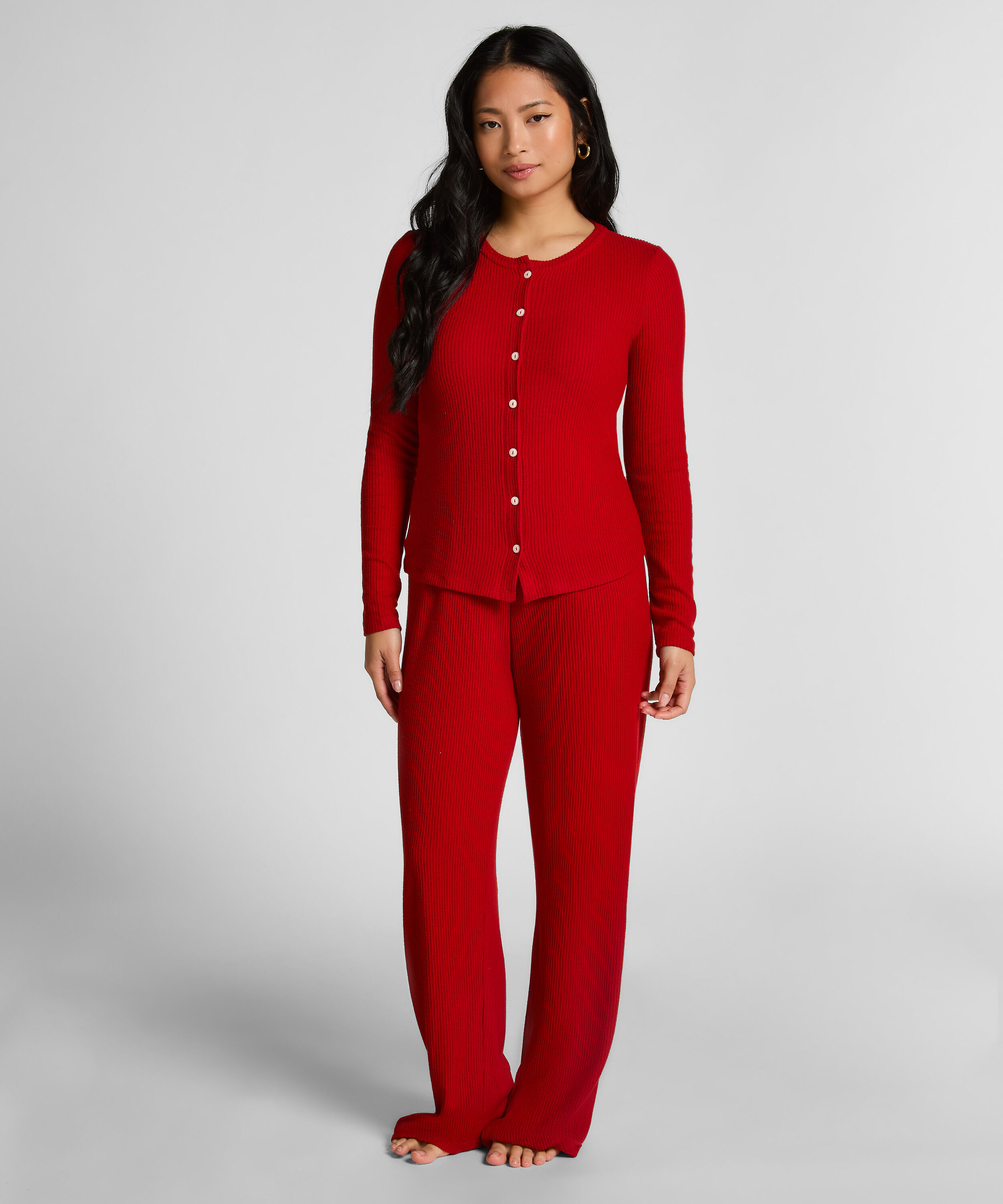 Ribstrikket Cardigan i Jersey