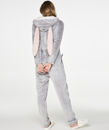 Fleece Novelty onesie-jumpsuit, Grå
