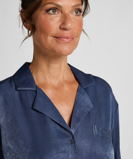 Lang&aelig;rmet satinjakke Ayla, Bl&aring;