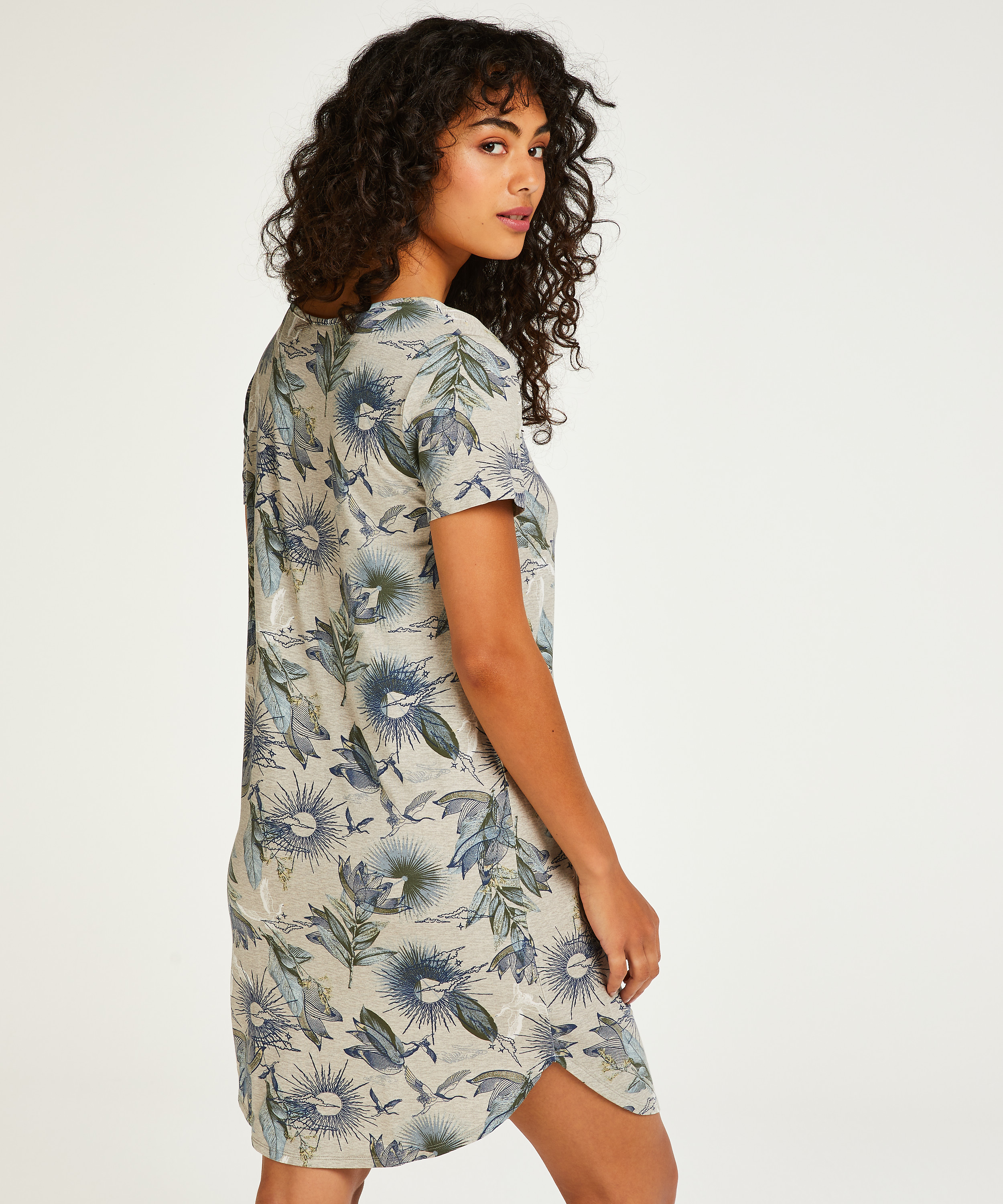 Natkjole med korte &aelig;rmer Jersey, Beige, main