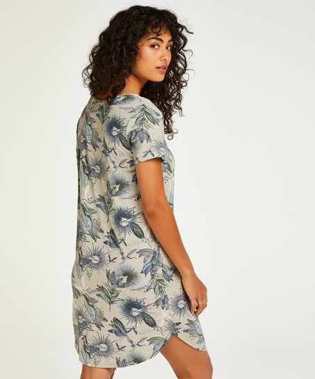 Natkjole med korte &aelig;rmer Jersey, Beige