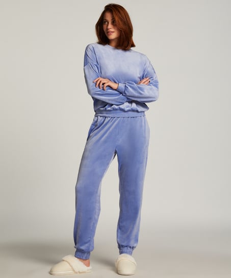 Joggingbukser Velours, Bl&aring;