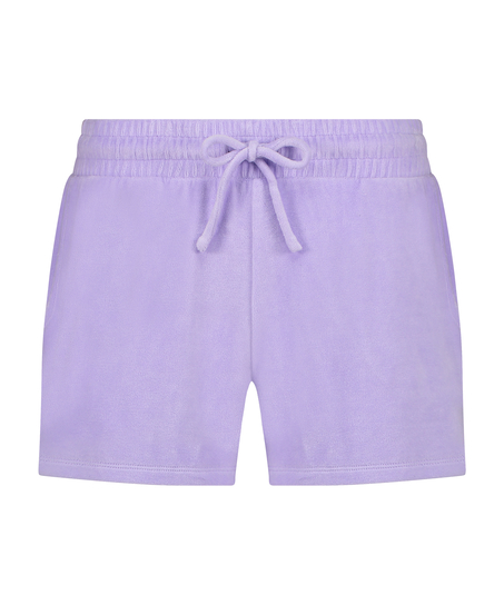 Fløjlsshorts med lomme, lilla