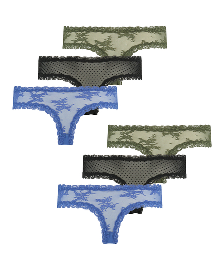 6-stykspakning V-shape Mesh brasiliansk trusse, blå