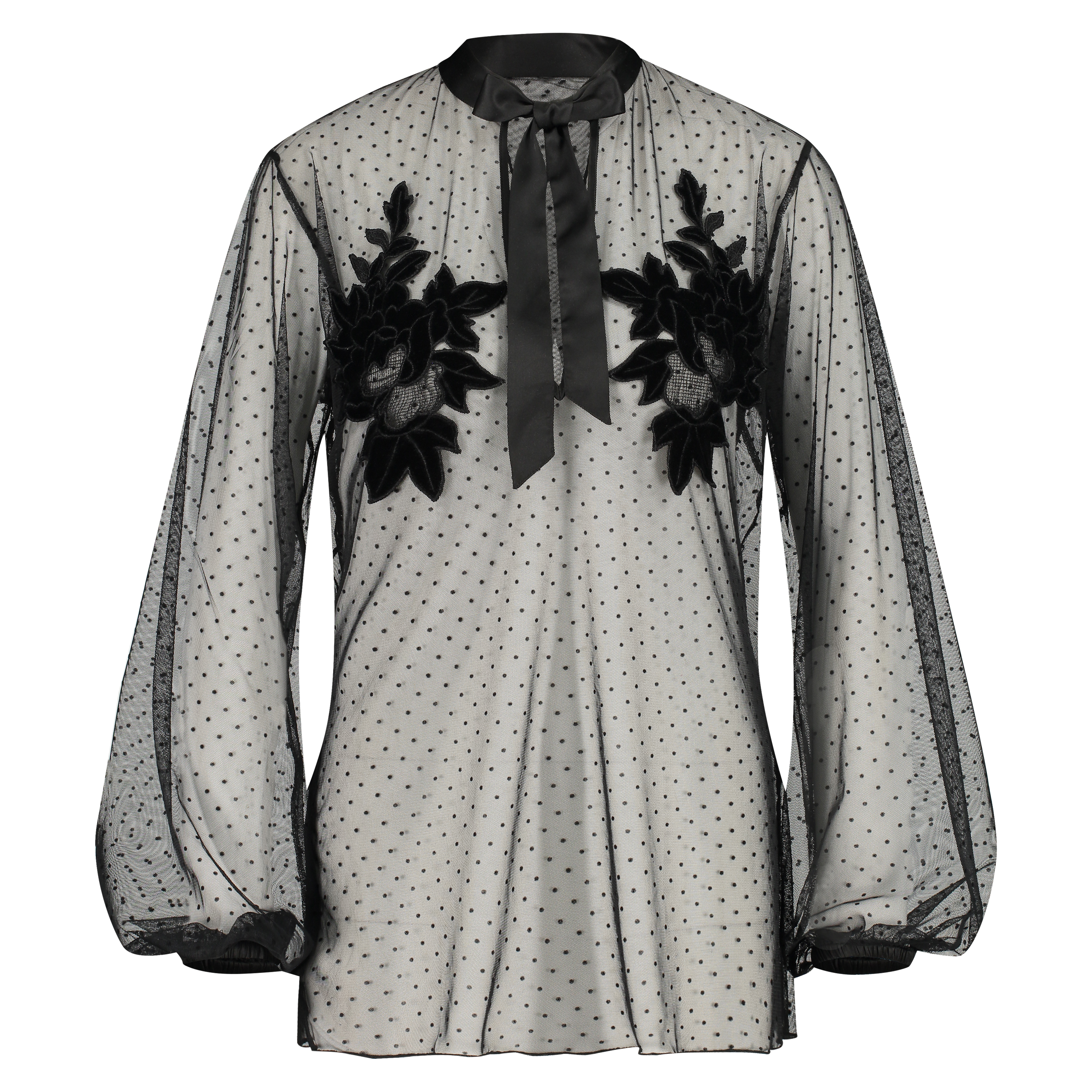 Tunika dot mesh, Sort, main