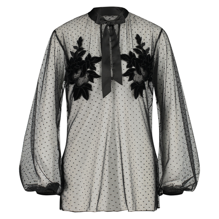 Tunika dot mesh, Sort