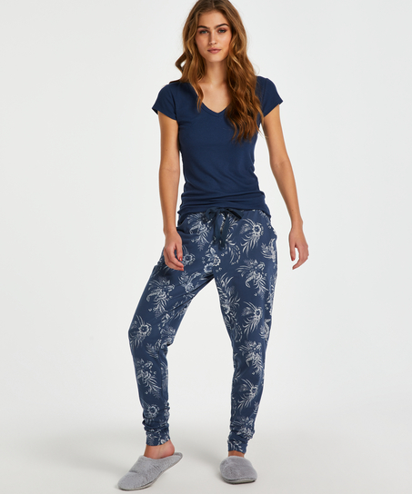 Pyjamastop korte ærmer rib, Blå